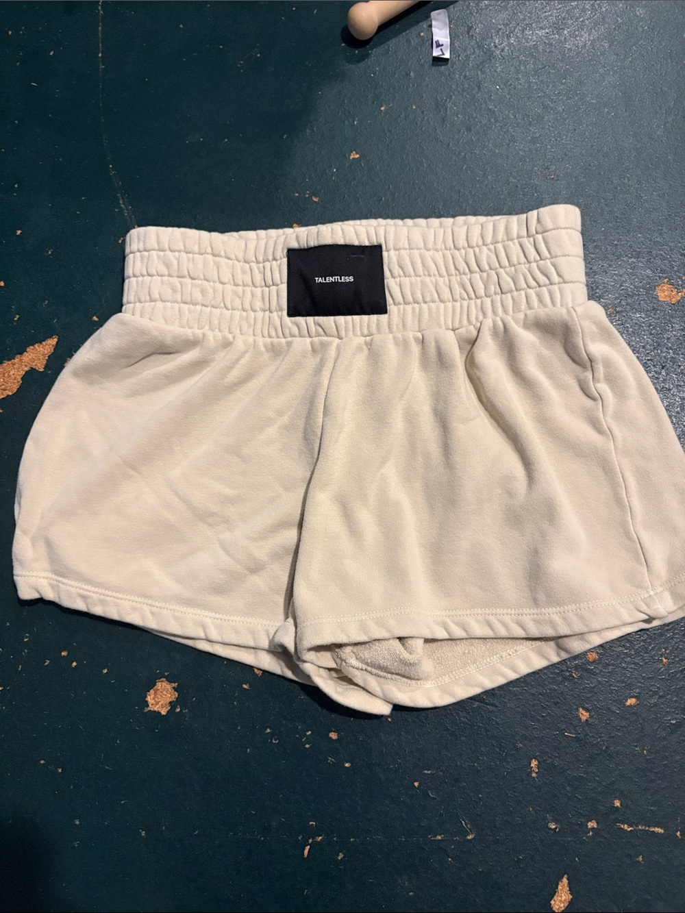 TALENTLESS Women's Cream Elastic Waist Athletic Shorts